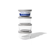 8 Piece Set (1 Cup / 8Oz) Round Glass Storage Containers With Lids, Grey