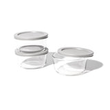 6 Piece Set (2 Cup / 16Oz) Round Glass Storage Containers With Lids, Grey