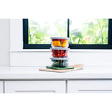 6 Piece Set (2 Cup / 16Oz) Round Glass Storage Containers With Lids, Grey