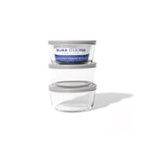6 Piece Set (2 Cup / 16Oz) Round Glass Storage Containers With Lids, Grey