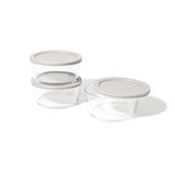 6 Piece Set (4 Cup / 32Oz) Round Glass Storage Containers With Lids, Grey