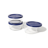 6 Piece Set (4 Cup / 32Oz) Round Glass Storage Containers With Lids, Blue