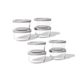 16 Piece Set (1 Cup / 8Oz) Round Glass Storage Containers With Lids, Grey