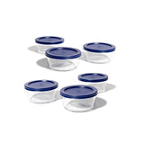 12 Piece Set (2 Cup / 16Oz) Round Glass Storage Containers With Lids, Blue