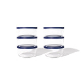 12 Piece Set (2 Cup / 16Oz) Round Glass Storage Containers With Lids, Blue