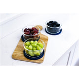 12 Piece Set (2 Cup / 16Oz) Round Glass Storage Containers With Lids, Blue