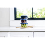 12 Piece Set (2 Cup / 16Oz) Round Glass Storage Containers With Lids, Blue