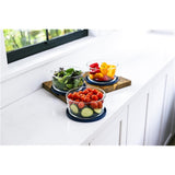 12 Piece Set (4 Cup / 32Oz) Round Glass Storage Containers With Lids, Blue