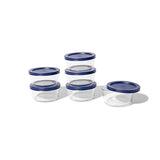 12 Piece Set (4 Cup / 32Oz) Round Glass Storage Containers With Lids, Blue