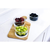 6 Piece Set (2 Cup / 16Oz) Round Glass Storage Containers With Lids, White