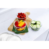 6 Piece Set (2 Cup / 16Oz) Round Glass Storage Containers With Lids, White