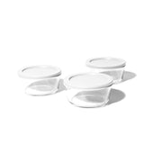 6 Piece Set (2 Cup / 16Oz) Round Glass Storage Containers With Lids, White