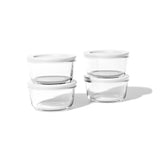8 Piece Set (7Oz) Round Glass Storage Containers With Lids, White