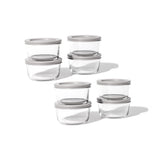 16 Piece Set (7Oz) Round Glass Storage Containers With Lids, Grey