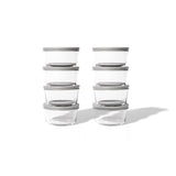 16 Piece Set (7Oz) Round Glass Storage Containers With Lids, Grey