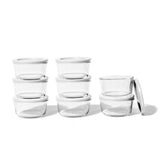 16 Piece Set (7Oz) Round Glass Storage Containers With Lids, White
