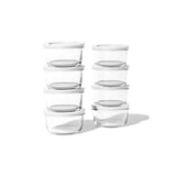 16 Piece Set (7Oz) Round Glass Storage Containers With Lids, White