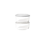 4 Piece Set (6.55 Cup / 52.4Oz) Round Glass Storage Containers With Lids, Grey