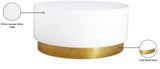 Deco White Lacquer Round Coffee Table with Gold Base - Modern Accent Piece for Stylish Living Spaces