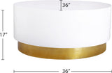 Deco White Lacquer Round Coffee Table with Gold Base - Modern Accent Piece for Stylish Living Spaces