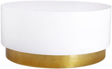 Deco White Lacquer Round Coffee Table with Gold Base - Modern Accent Piece for Stylish Living Spaces