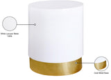 Deco White Lacquer Metal End Table with Gold Base - Contemporary Accent Piece for Modern Homes