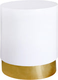 Deco White Lacquer Metal End Table with Gold Base - Contemporary Accent Piece for Modern Homes