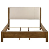 Adderley Eastern King Wood Panel Bed Cream and Warm Brown