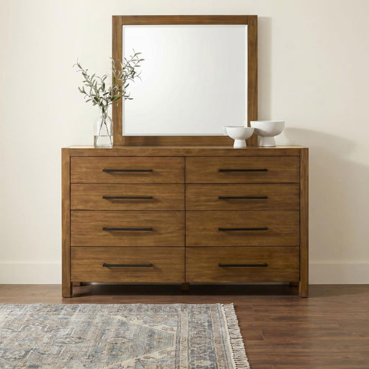 Adderley 8-Drawer Bedroom Dresser and Mirror Warm Brown