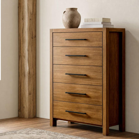 Adderley 5-Drawer Bedroom Chest of Drawers Warm Brown