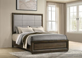 Atlas 63-inch California King Upholstered Panel Bed Grey and Dark Oak