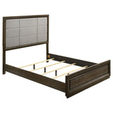 Atlas 63-inch California King Upholstered Panel Bed Grey and Dark Oak