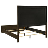 Atlas 63-inch California King Upholstered Panel Bed Grey and Dark Oak