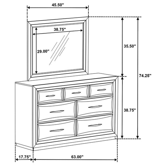Atlas 7-drawer Bedroom Dresser and Mirror Set Dark Oak