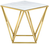 Mason Marble End Table - Contemporary Design with Gold Stainless Steel Frame and Genuine Marble Top