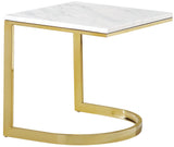 London Stone Contemporary End Table - Luxurious Gold Stainless Steel & Genuine Marble Top Design