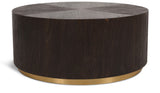 Nile Oak Wood Art Deco Coffee Table with Brushed Gold Base - Elegant Centerpiece for Modern Living