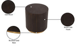 Nile Oak Wood Art Deco End Table with Brushed Gold Base - Chic Accent for Contemporary Living Spaces