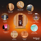 4-6 Person Electric Rock Heater Outdoor White Cedar Sauna with 1-Person All-in-One Blue Cold Plunge & Built-in Chiller