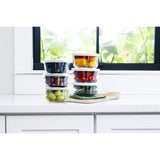 12 Piece Set (2 Cup / 16Oz) Round Glass Storage Containers With Lids, White
