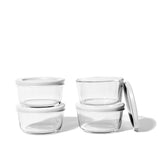 8 Piece Set (7Oz) Round Glass Storage Containers With Lids, White