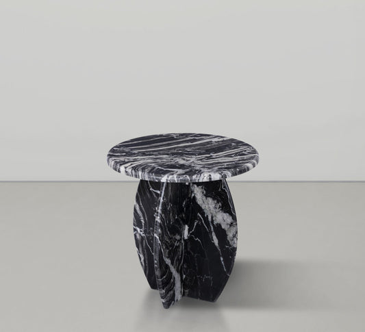 Formentera End Table - Handcrafted Marble Elegance with Unique Design for Modern Living Spaces
