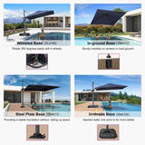 PURPLE LEAF Pool Umbrella Outdoor Cantilever Umbrella with In-ground Base