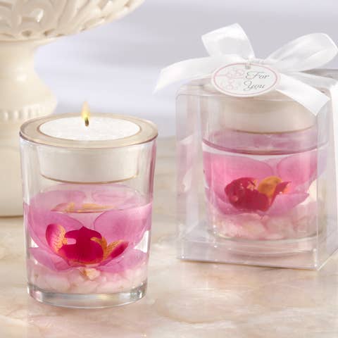 Elegant Orchid Tea Light Holder Wedding Favor