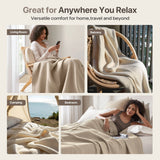 Waffle Weave Cotton Bedding Blanket, Khaki