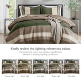 Fluffy Striped Pieced Faux Suede Comforter Set, Green