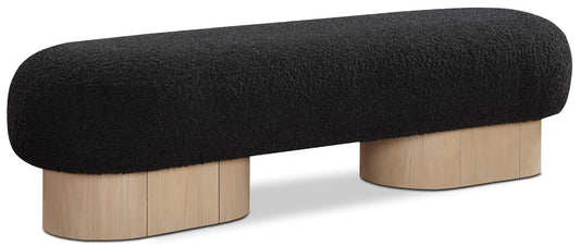 Robertson Luxurious Fabric Bench with Rich Oak Finish - Timeless Art Deco Style for Any Space