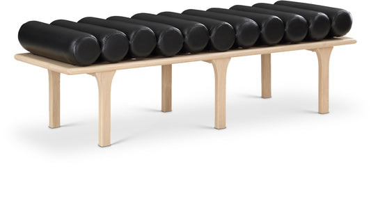 Landon Luxurious Vegan Leather Bench with Solid Oak Base – Art Deco Style for Home Décor Bliss
