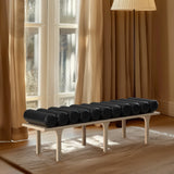 Landon Luxurious Vegan Leather Bench with Solid Oak Base – Art Deco Style for Home Décor Bliss