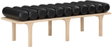 Landon Luxurious Vegan Leather Bench with Solid Oak Base – Art Deco Style for Home Décor Bliss